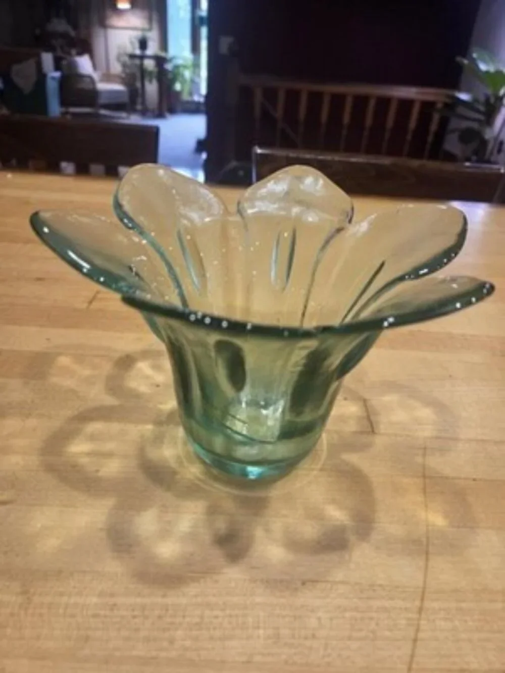 Celery Green Recycled Glass Tulip Candle Holder Flared Bowl 6 Inch